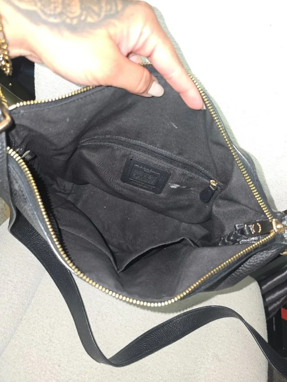 Coach Black Pebbled Leather Shoulder Bag with Gold Hardware